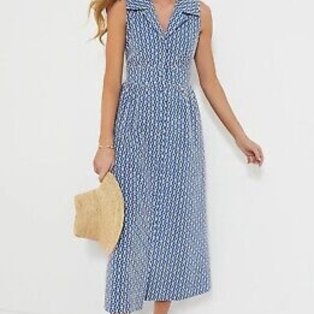NEW Tuckernuck Pomander Place Blue eyelet Noelle dress sleeveless white Maxi mid - Picture 2 of 7
